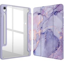 Tianyi-Coque Pour Samsung Galaxy Tab S10 Lite 10.9 Pouces 2025 Et Galaxy Tab S10 Fe/S9 Fe 10.9\U201d/S9 11\U201d, Housse Arrière Transparente Claire Etui Antichoc Veille/Réveil Auto, Marbre Lilas
