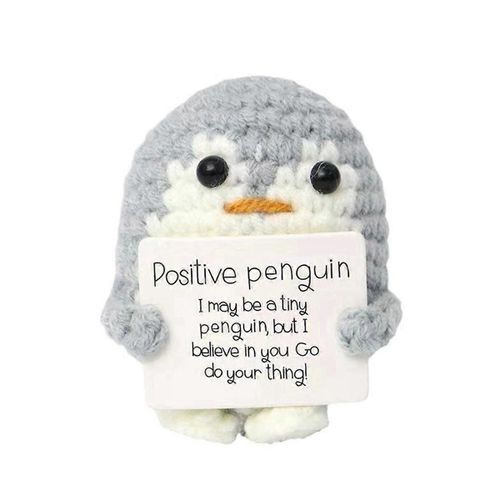 Passez la souris sur l'image pour zoomer. Poupée pingouin au crochet avec soutien émotionnel Aeutwekm et carte positive - Découpe
