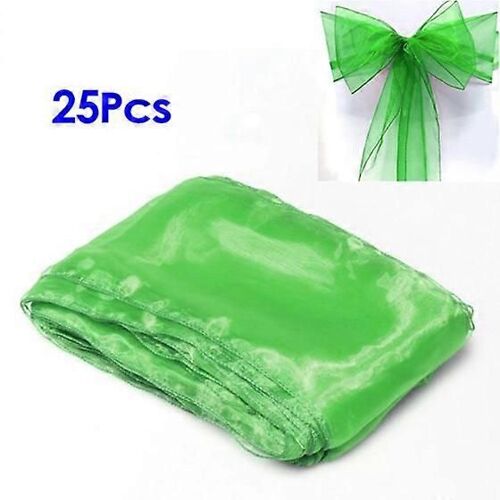 Lot de 25 noeuds en organza vert pour housse de chaise, décoration de mariage, d'anniversaire