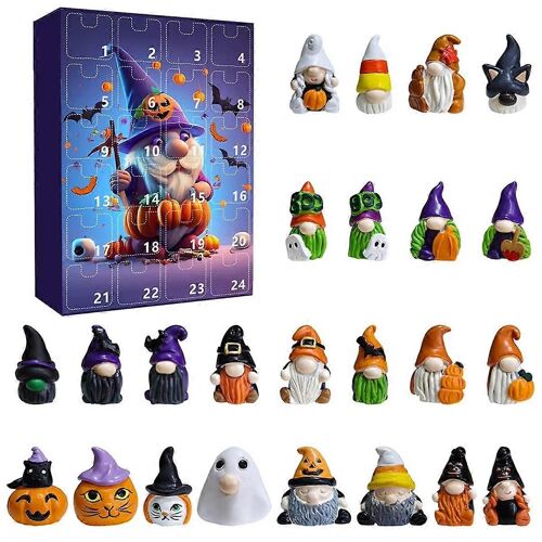 Calendrier de l'Avent avec décorations de nains pour Halloween, boîte, figurines de gnomes, calendrier compte à rebours, calendrier de poupées naines