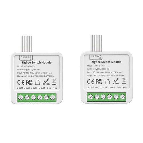 Module de commutation de relais ZigBee 4 canaux AC100-240 V Interrupteur marche/arrêt Interrupteur pour maison intelligente Mini interrupteur Dark Box