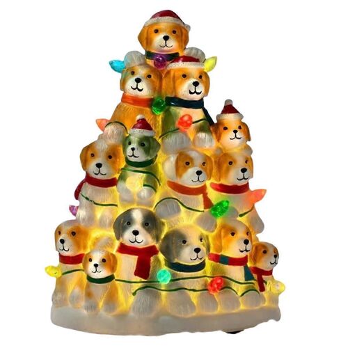 Lumières De Noël Pour Chiots - Sapin De Noël En Résine Fait À La Main Pour Chiots - Aidez-Nous À Nourrir Les Chiens Dans Le Besoin