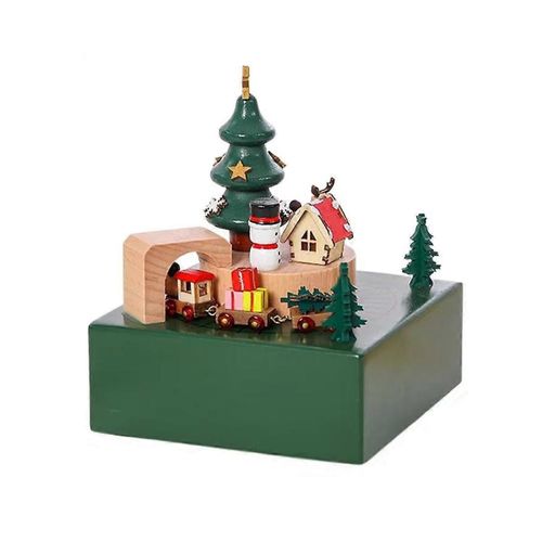 Boîte à musique en bois, train magnétique en mouvement, joyeux affichage de bureau pour la maison, fournitures de collection