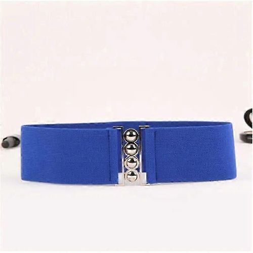 Ceinture Élastique Pour Femme, 7,6 Cm De Large, Extensible, Avec Boucle, Style Rétro, Taille Unique, Bleu Roi