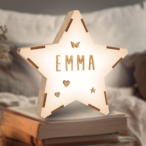 Vintiun Veilleuse Bébé Personnalisée, Lampe Veilleuse Enfant D'étoile 16,5x16,5x6cm - Cadeau Bebe Naissance Personnalisé - Lampe De Chevet Chambre Led, Decoration Chambre Bebe, Garcon Et Filles