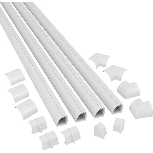 VornixorSarlshop-Kits de Goulottes, Goulotte Passe-Câble Quart de Rond, Solution Moulure Sol - 4X 22mm (Largeur) x 22mm (Hauteur) x 1m Longueur - Blanc