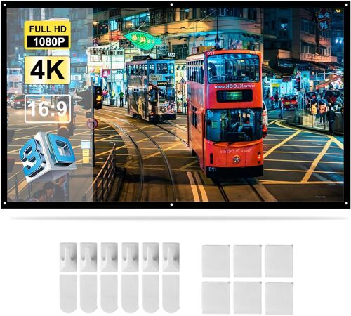 SJZG-H60 60 Écran De Projection Portable Hd 16: 9 Blanc Dacron Écran De Projection Vidéo Diagonal De 60 Pouces Monté Sur Un Mur Pour Le Cinéma À Domicile Cinéma De Bureau Films Intérieur