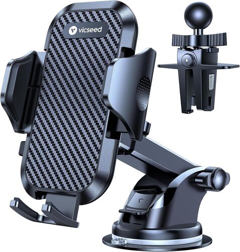 2025 Meilleur support de téléphone de voiture [95 + LBS Ventouse la plus puissante] 3 en 1 pour tableau de bord, pare-brise et grille d'aération de voiture [grand téléphone et coque épaisse] pour