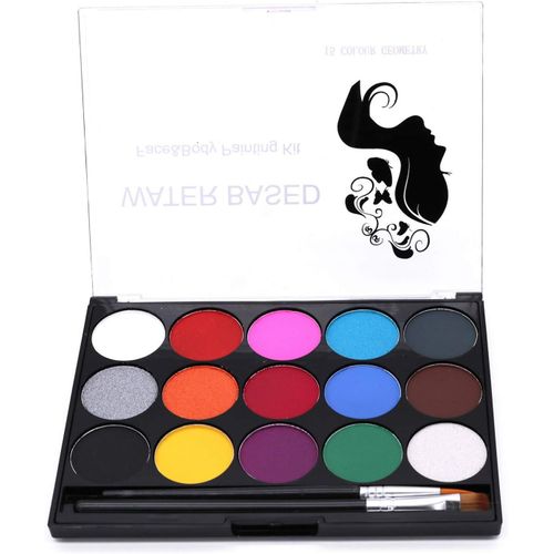 KALANKA-Body Painting Kit de peinture pour le visage, Palette professionnelle non toxique de 15 couleurs lavable avec brosse pour enfants pour spectacle d'art Halloween Party Colsplay Maquillage