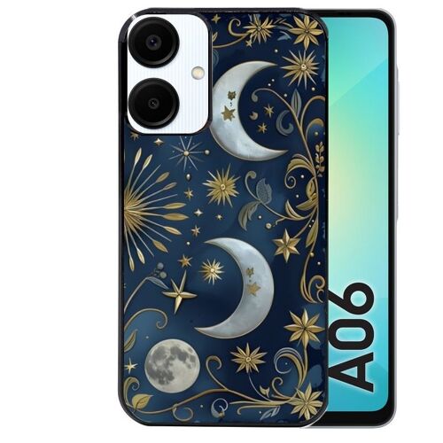 Coque Noire Pour Galaxy A06 4g Lune Et Etoile