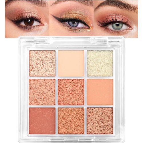 Kalanka-Palette Ombre À Paupières 9 Couleurs, Pearlescent Palette De Fards À Paupières, Mates Longue Tenue Eyeshadow, Brillant Shimmer Palettes De Maquillage, Orange Pigmentées #02 