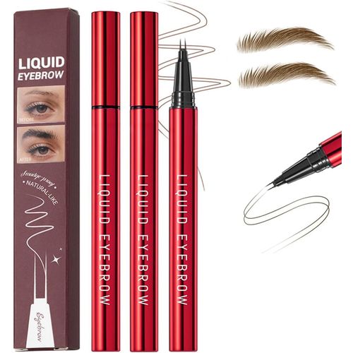 Kalanka-2pcs Microblading Crayon Sourcil Imperméable,Liquide Longue Tenue Feutre Sourcils,2 Fork Tip Résistant Aux Fini Naturel Looking Hair Like Clear Brows Makeup (Marron Clair, 1pack(2pcs)) 