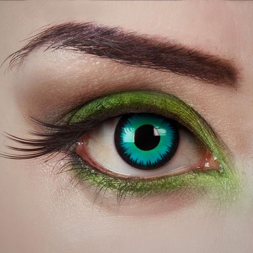 Kalanka-Lentilles De Contact Turquoise-Vert - Poison Witch - 2 Pièces \U2013 Colorées - Pour Halloween, Cosplay, Carnaval, Fêtes À Thème Et Soirées Déguisées \U2013 Sans Correction