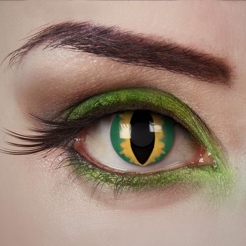 Kalanka-Lentilles De Contact Vert-Jaune - Green Viper - 2 Pièces \U2013 Colorées - Pour Halloween, Cosplay, Carnaval, Fêtes À Thème Et Soirées Déguisées \U2013 Sans Correction