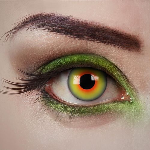 Kalanka-Lentilles De Contact Vert-Rouge - Witchwood - 2 Pièces \U2013 Colorées - Pour Halloween, Cosplay, Carnaval, Fêtes À Thème Et Soirées Déguisées \U2013 Sans Correction