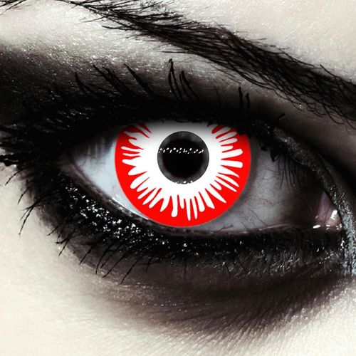 Kalanka-Designlenses Lentilles Journalières Couleur Blanc Et Rouge Pour Halloween Costume, 1 Paire (2 Pcs), Sans Correction (Zombie Fear, 14.00, 0.00)