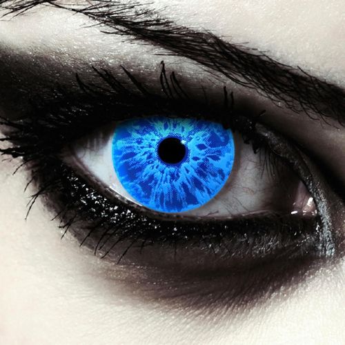 Kalanka-Designlenses Lentilles Journalières Couleur Ardent Bleu Pour Halloween Costume De Zombie, 1 Paire (2 Pcs), Sans Correction (Blue Fire, 14.00, 0.00, Dioptres)