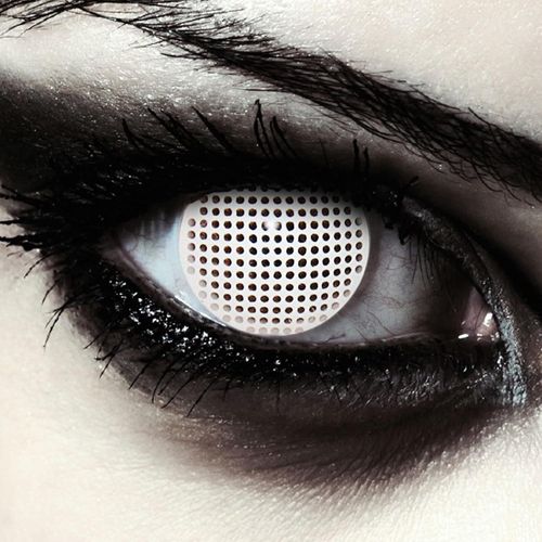 Lentilles Journalières Couleur Blanc Pour Halloween Costume, Avec Motif Quadrillé, 1 Paire (2 Pcs), Sans Correction (White Screen, 14.00, 0.00)