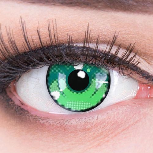 Kalanka-Lentilles Couleur Cosplay - Manga Vert Anime Arc 3 Green. Pour Halloween, Fantaisie, Carnaval I 1 Paire (2 Pièces) I Sans Correction I 0,00 Dioptries