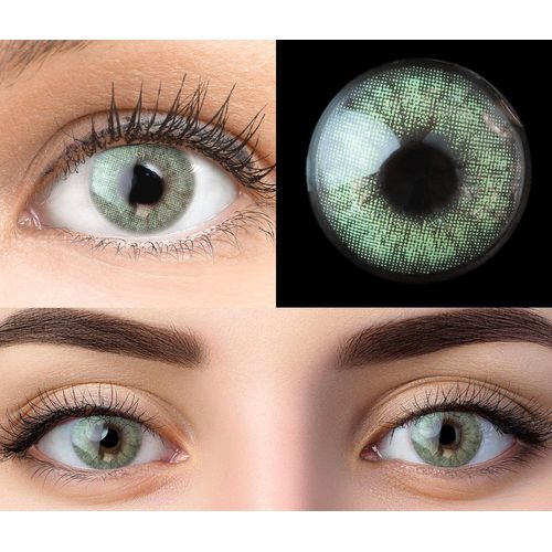 Kalanka-Glamlens Lentilles De Couleur Vert Naturelles Colorées Très Haute Opacité Keira Green + Étuis À Lentilles De Contact I 1 Paire (2 Pièces) I 90 Jours I Sans Correction I 0,00 Dioptries 