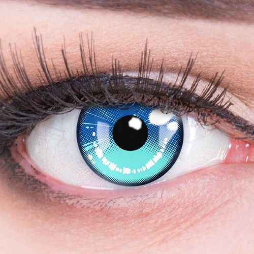 Kalanka-Lentilles Couleur Cosplay - Manga Bleu Anime Arc 2 Blue. Pour Halloween, Fantaisie, Carnaval I 1 Paire (2 Pièces) I Sans Correction I 0,00 Dioptries