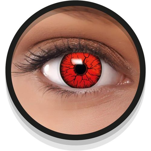 Kalanka-Lentilles Halloween Rouge, Sans Correction, 2pcs 1 Paire - Déguisement En Diable - Rouge, Lentilles De Contact Pour Halloween
