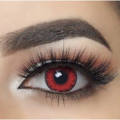 Kalanka-® Lentilles De Contact De Couleur Fantaisie Crazy Lens Cosplay Yeux Volturi Vampire Twilight Rouge 12 Mois Etui Offert Sans Correction 