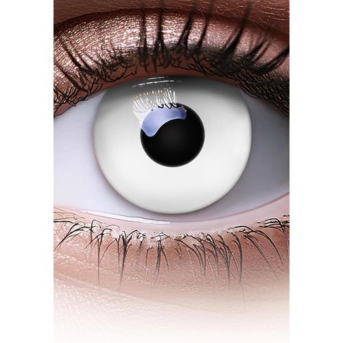 Kalanka-Lentilles Couleur Blanc - White Out Halloween, Shrovetide, Carnaval | 1 Paire (2 Pièces) | Sans Correction | 0,00 Dioptries