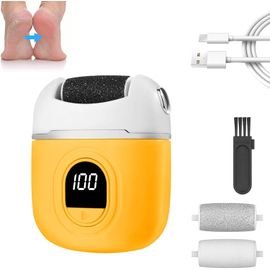 Kalanka-Rappe Electrique Pieds, Jaune Électrique Lime À Pied Ensemble De Pédicure Pour Les Pieds, Rape Pedicure Rechargeable Velours Rouleau Exfoliant Et Lissant