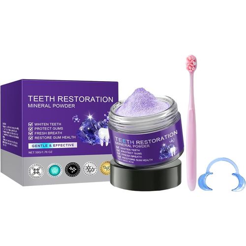 Kalanka-09 Poudre De Blanchiment Des Dents, Poudre Dentifrice Éclaircissante,Purple Corrector Teeth Whitening Powder, Enlever Les Taches Et Blanchir Les Dents, Haleine Fraîche,Pour Dents Sensibles Blanc