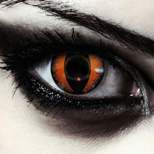 Kalanka-Designlenses Lentilles De Couleur Pour Halloween Costume De Serpent, 1 Paire (2 Pcs), Yeux De Chat Sans Correction + Étui À Lentilles ""Orange Dragon