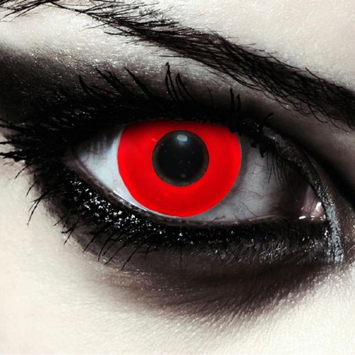 Kalanka-Designlenses Lentilles De Couleur Complètement Rouge Pour Halloween Costume De Vampire, 1 Paire (2 Pcs), Sans Correction + Étui À Lentilles ""Blood Eye