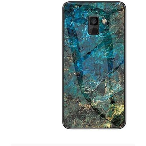 SJZG-Coque Pour Samsung Galaxy A8 Plus 2018/A5 Plus 2018 [Avec Film De Protection Écran],Coque Avec Revêtement Arrière En Verre Trempé Avec Motif Marbre + Tpu Silicone Souple Case Cover (Marbre#3)
