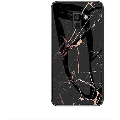 SJZG-Coque Pour Samsung Galaxy A8 Plus 2018/A5 Plus 2018 [Avec Film De Protection Écran],Coque Avec Revêtement Arrière En Verre Trempé Avec Motif Marbre + Tpu Silicone Souple Case Cover (Marbre#5)
