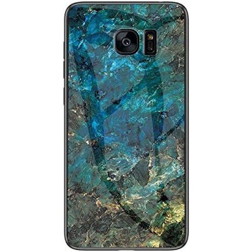 SJZG-Coque Pour Samsung Galaxy S7 Edge [Avec Film De Protection Écran],Coque Avec Revêtement Arrière En Verre Trempé Avec Motif Marbre + Tpu Silicone Souple Anti Choc Case Cover (Marbre#3)