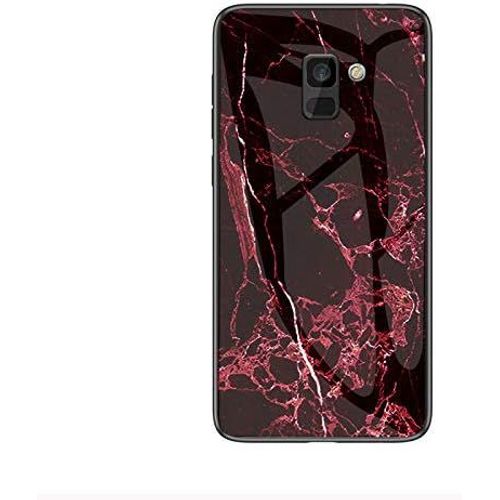 SJZG-Coque Pour Samsung Galaxy A8 Plus 2018/A5 Plus 2018 [Avec Film De Protection Écran],Coque Avec Revêtement Arrière En Verre Trempé Avec Motif Marbre + Tpu Silicone Souple Case Cover (Marbre#6)