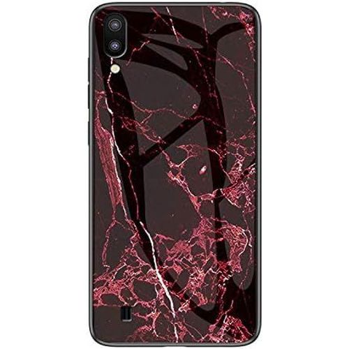 SJZG-Coque Pour Samsung Galaxy M10 [Avec Film De Protection Écran],Coque Avec Revêtement Arrière En Verre Trempé Avec Motif Marbre + Tpu Silicone Souple Anti Choc Case Cover (Marbre#6)