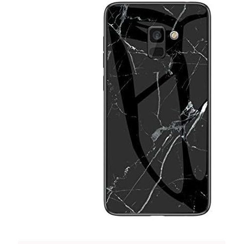 SJZG-Coque Pour Samsung Galaxy A8 Plus 2018/A5 Plus 2018 [Avec Film De Protection Écran],Coque Avec Revêtement Arrière En Verre Trempé Avec Motif Marbre + Tpu Silicone Souple Case Cover (Marbre#4)