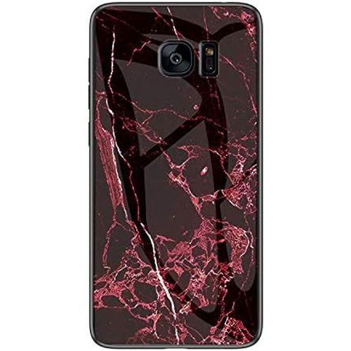 SJZG-Coque Pour Samsung Galaxy S7 Edge [Avec Film De Protection Écran],Coque Avec Revêtement Arrière En Verre Trempé Avec Motif Marbre + Tpu Silicone Souple Anti Choc Case Cover (Marbre#6)