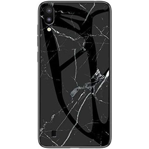 SJZG-Coque Pour Samsung Galaxy M10 [Avec Film De Protection Écran],Coque Avec Revêtement Arrière En Verre Trempé Avec Motif Marbre + Tpu Silicone Souple Anti Choc Case Cover (Marbre#4)