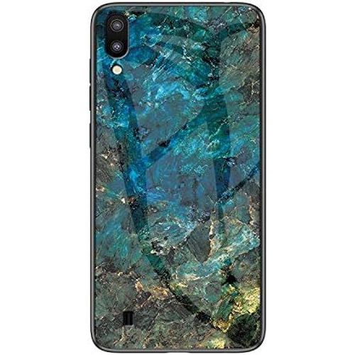 SJZG-Coque Pour Samsung Galaxy M10 [Avec Film De Protection Écran],Coque Avec Revêtement Arrière En Verre Trempé Avec Motif Marbre + Tpu Silicone Souple Anti Choc Case Cover (Marbre#3)
