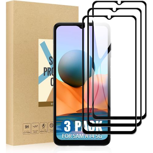 Sjzg-Lot De 3 Films De Protection D'écran Compatibles Avec Samsung Galaxy A14 5g En Verre Trempé [Couverture Complète, Installation Facile, Sans Bulles, Dureté 9h]