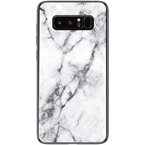SJZG-Coque Pour Samsung Galaxy Note 8 [Avec Film De Protection Écran],Coque Avec Revêtement Arrière En Verre Trempé Avec Motif Marbre + Tpu Silicone Souple Anti Choc Case Cover (Marbre#1)
