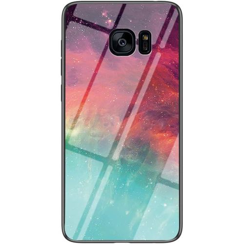 SJZG-Coque Pour Samsung Galaxy S7 Edge [Avec Film De Protection Écran],Coque Avec Revêtement Arrière En Verre Trempé Avec Motif Ciel Étoilé+ Tpu Silicone Souple Case Cover (Couleur Starry Sky)