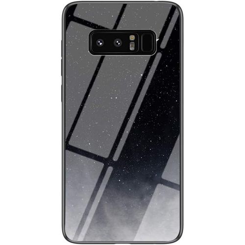 SJZG-Coque Pour Samsung Galaxy Note 8 [Avec Film De Protection Écran],Coque Avec Revêtement Arrière En Verre Trempé Avec Motif Ciel Étoilé+ Tpu Silicone Souple Case Cover (Ciel Étoilé Noir)