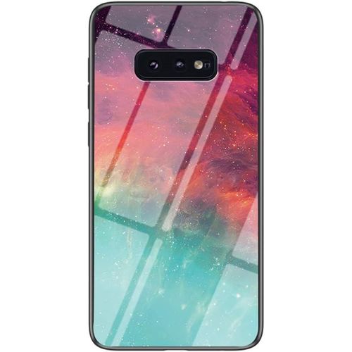 SJZG-Coque Pour Samsung Galaxy S10E [Avec Film De Protection Écran],Coque Avec Revêtement Arrière En Verre Trempé Avec Motif Ciel Étoilé+ Tpu Silicone Souple Case Cover (Couleur Starry Sky)