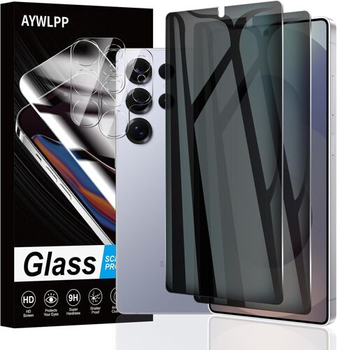 SJZG-Protection D'Écran De Confidentialité Pour Samsung Galaxy S25 Ultra Accessoires, 2 Films En Verre Trempé Anti-Espion Avec 2 Protecteurs D'Objectif D'Appareil Photo, Ultra Durable, Dureté 9H,