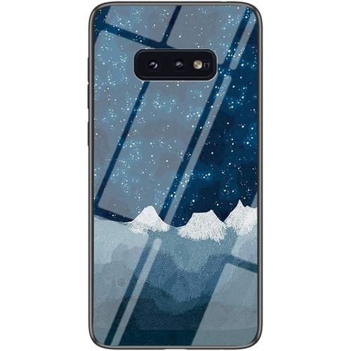SJZG-Coque Pour Samsung Galaxy S10E [Avec Film De Protection Écran],Coque Avec Revêtement Arrière En Verre Trempé Avec Motif Ciel Étoilé+ Tpu Silicone Souple Case Cover (Ciel Étoilé Bleu)