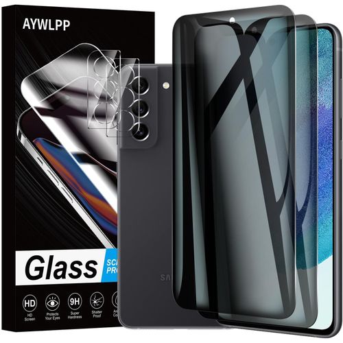 Sjzg-Protection D'écran De Confidentialité Pour Samsung Galaxy S21 Fe Accessoires, 2 Films En Verre Trempé Anti-Espion Avec 2 Protecteurs D'objectif D'appareil Photo, Ultra Durable, Dureté 9h,