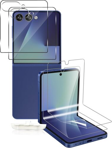KALANKA-Protection Écran pour Samsung Galaxy Z Flip7 2025, [4 Pièces] Protection D'écran en Flexible TPU + Verre Trempé Externe Protecteur Écran, avec Outil D'installatio pour Galaxy Z Flip 7 5G
